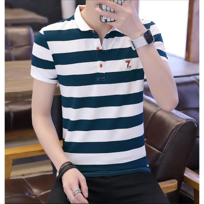 Áo thun nam ngắn tay sọc ngang thời trang  ATN07-sọc Nâu