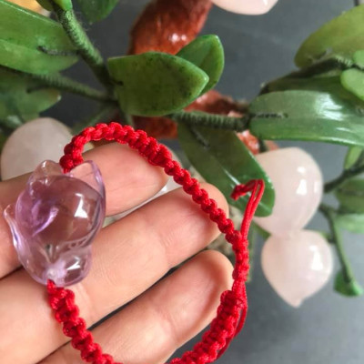 VÒNG TAY HANDMADE HỒ LY MAY MẮN TÀI LỘC VỀ TÌNH DUYÊN CÔNG DANH ĐÁ THẠCH ANH TÍM TỰ NHIÊN DÂY ĐỎ HỢP NỮ MỆNH HỎA MỆNH THỔ Ạ