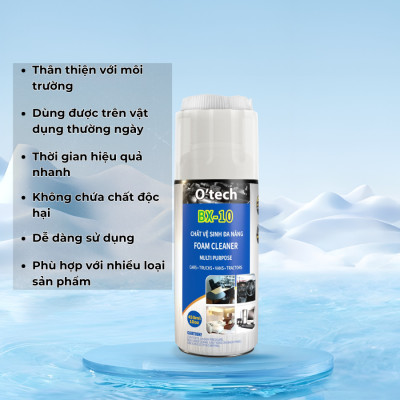 Bình Xịt Tạo Bọt Vệ Sinh Nội Thất Ô Tô, Sofa, Da, Giày, Vệ Sinh Đa Năng O’tech BX-10 Multi-Purpose Foam Cleaner - Hàng Chính Hãng