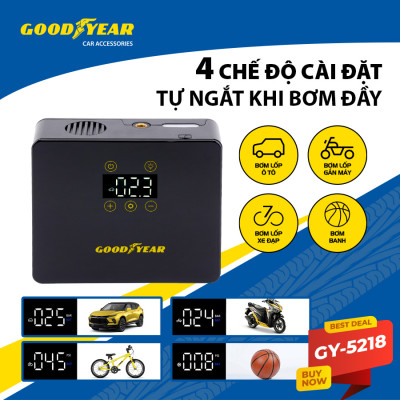 Máy Bơm Lốp Ô Tô Điện Tử Cảm Ứng Thông Minh Đa Năng GOODYEAR GY-5218 - Nhập Khẩu Chính Hãng