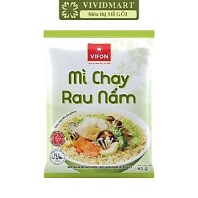 VIFON - Mì Vifon chay hương vị Rau Nấm, Mì chay ăn liền Vifon, Mì chay Vifon, Mì gói chay (60g/gói)