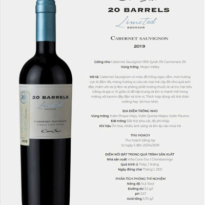 RƯỢU VANG ĐỎ CHILE 20 BARRELS LIMITED EDITION CABERNET SAUVIGNON