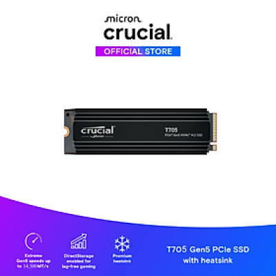 SSD Crucial T705 with heatsink M.2 PCIe NVMe 1TB Gen5 - CT1000T705SSD5 - HÀNG CHÍNH HÃNG