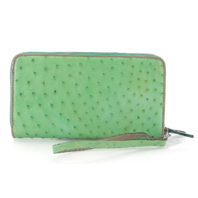 Bóp da đà điểu Huy Hoàng nhiều ngăn màu xanh lá HC3427