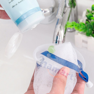Túi Lưới Đựng Xà Phòng Tạo Bọt Xà Bông Tắm 2 Lớp Có Dây Rút Treo Tường Tiện Lợi Nhiều Màu
