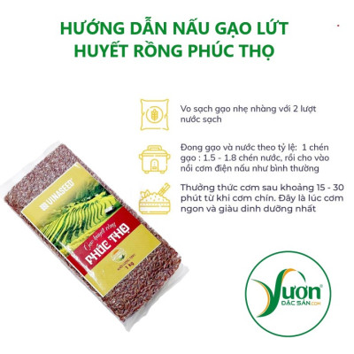Gạo huyết rồng Phúc Thọ 1kg gạo lứt đỏ chính hãng Vinaseed gạo tươi sạch nấu ăn kiêng thực dưỡng trà gạo rang - Vườn Đặc Sản