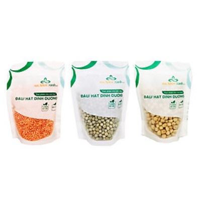 COMBO03: 1 Túi Đậu Gà trắng - 1 Túi Đậu Lăng đỏ và 1 Túi Đậu Hà lan xanh nguyên hạt, Mỗi túi 250g