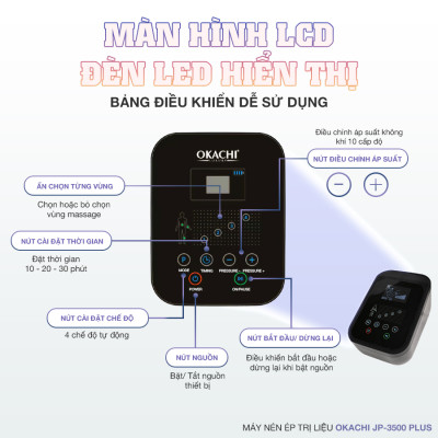 Máy nén ép trị liệu suy giãn tĩnh mạch OKACHI JP-3500 Plus (Pin sạc)