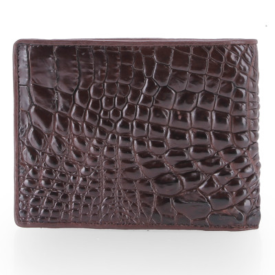 HJ2235 - Bóp nam Huy Hoàng da cá sấu gù chân màu nâu đất