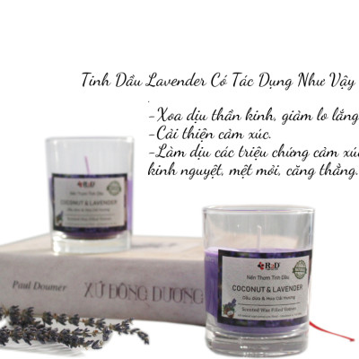 Nến Thơm, Tinh Dầu Coconut-Lavender, Nến Thư Giãn [Ly 300g], Đến Từ Shop R2D, Thành Phần Tự Nhiên, Lành Tính.