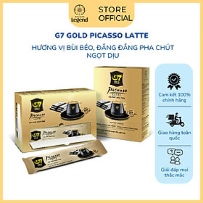 Cà Phê Hòa Tan G7 Trung Nguyên Gold Picasso Latte - Hộp 14 Gói - Cà Phê Sữa Hương Vanilla, Bùi béo, Ít đắng