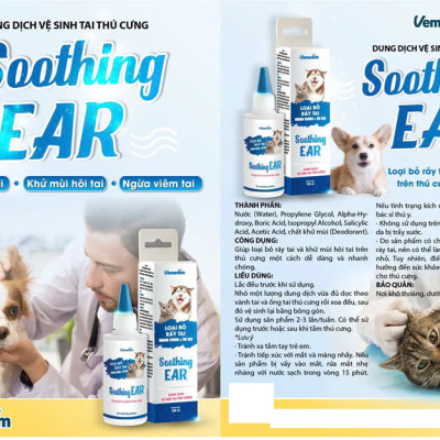 Vemedim Soothing Ear Nước Vệ Sinh Tai, Khử Mùi Hôi Tai cho Chó Meo - Chai 100ml