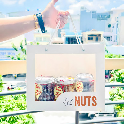 Quà Tặng Oaky - Combo Hạt Dinh Dưỡng Cao Cấp Hạnh Nhân, Nhân Óc Chó Vàng, Nhân Óc Đỏ - Tặng Túi Giấy Sang Trọng