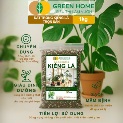 Đất Trồng Kiểng Lá Greenhome, Bao 1kg, Giá Thể Trộn Sẵn, Tiện Lợi Cho Monstera, Kiểng Lá