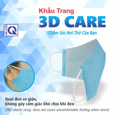 KHẨU TRANG Y TẾ NGƯỜI LỚN VẢI 3D CARE (COMBO 10 CÁI) CHÍNH HÃNG RANDO