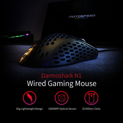Chuột DarmoShark N1 16000DPI Gaming PAW3389 cảm biến quang học cho Máy tính xách tay