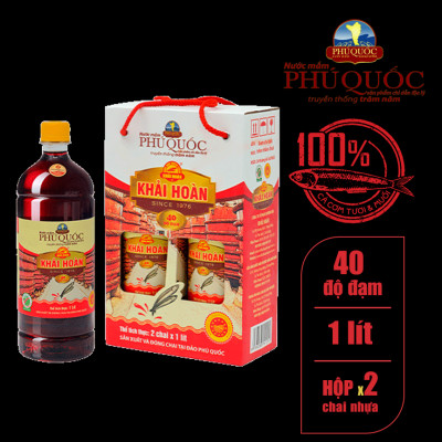 Nước mắm Khải Hoàn Phú Quốc 40 độ đam 1000ml cặp 2 chai