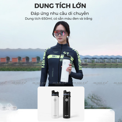 [Mẫu mới] Bình Đựng Nước Thể Thao Giữ Nhiệt Inox Không Gỉ 304 ESL-053 650ml Gắn Trên Xe Đạp/ Ô tô/ Xe Hơi Có Ống Hút - Mai Lee