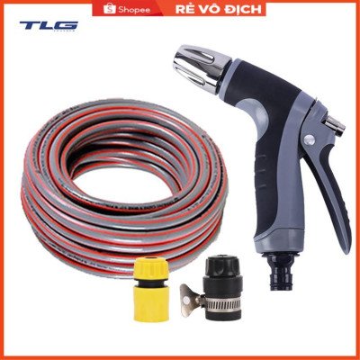 Bộ dây và vòi xịt tăng áp rửa xe tưới cây  (cút nhựa nối đen 712-2)