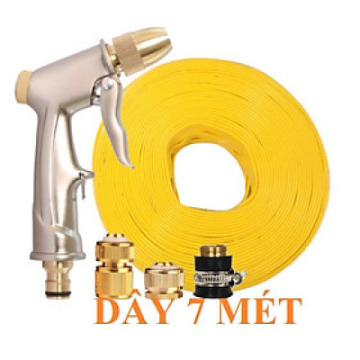 ️Evoucher Bộ dây vòi xịt nước rửa xe, tưới cây , tăng áp 3 lần, loại 7m, 10m 206701-1đầu đồng,cút đồng+  khăn phượt