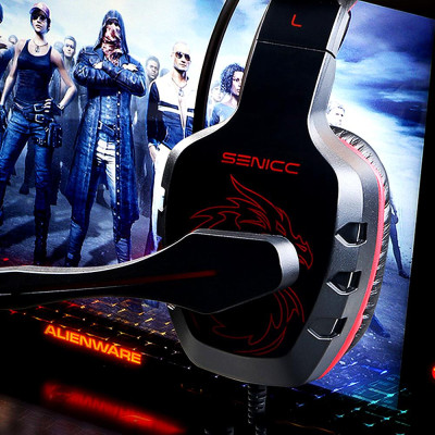 Tai nghe chơi game có dây SENICC A1S gắn trên đầu với trình điều khiển micrô giảm tiếng ồn đa hướng 40mm