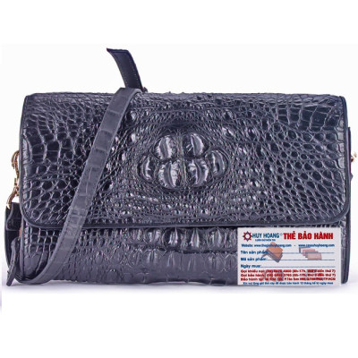 Túi Đeo Chéo Nữ Da Cá Sấu Huy Hoàng HT6228 (14.5 x 24.5 cm) - Đen