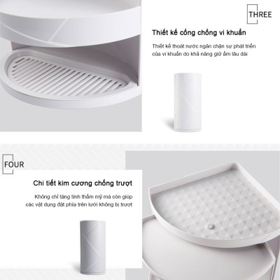 Kệ Góc Tường Xoay 360 Độ Kệ Để Đồ Đa Năng Dùng Cho Nhà Bếp Và Phòng Tắm Chống Ẩm Mốc