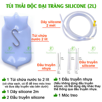 Bộ thải độc đại tràng bằng cà phê (bộ 80 ngày) cà phê dùng trong 80 ngày, dụng cụ bộ túi silicone có thể dùng lâu dài
