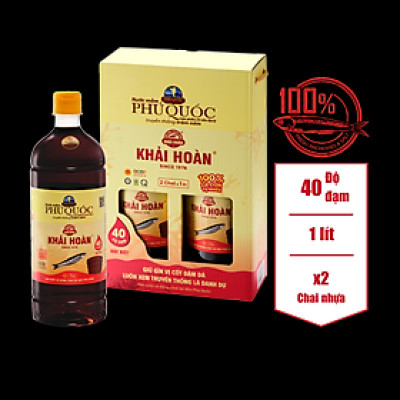 Nước mắm Khải Hoàn Phú Quốc 40 độ đam 1000ml cặp 2 chai