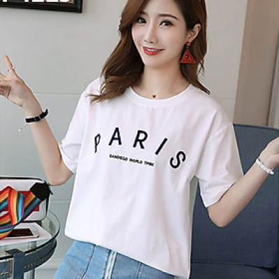 Áo Thun Nữ In Chữ PARIS SANDIEGO WORLD TRIBE Dễ Thương