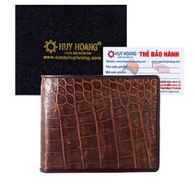 HJ2202 - Bóp nam Huy Hoàng da cá sấu gai bụng màu nâu đỏ