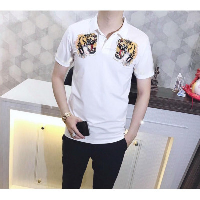 Áo Thun Nam Ngắn Tay Có Cổ Phối Họa Tiết Thêu Hai Đầu Hổ Cao Cấp Chất Vải Không Xù Không Phai Màu Hàng VNXK