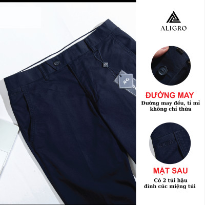 Quần kaki nam Aligro chất liệu mềm, mịn, co giãn màu navy ALGK056