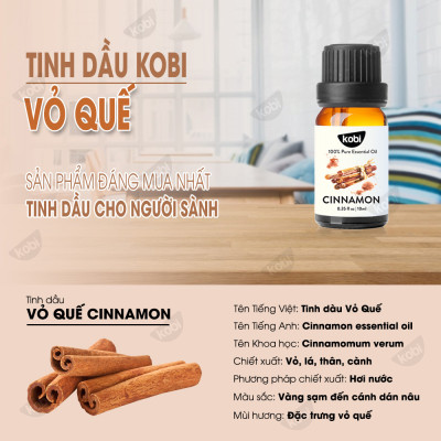 Tinh Dầu Vỏ Quế Nhập Khẩu Kobi - Tinh Dầu Thiên Nhiên Dùng Để Lau Sàn Nhà, Xông Phòng, Giúp Khử Mùi, Xoa Bóp, Giảm Mỡ Bụng (50ml)