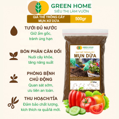 Mụn Xơ Dừa Greenhome, Sfarm, Bao 500GR, Đã Qua Xử Lý, Chuyên Trồng Rau, Hoa Màu, Dâu Tây, Cây Ăn Trái, Thủy Canh