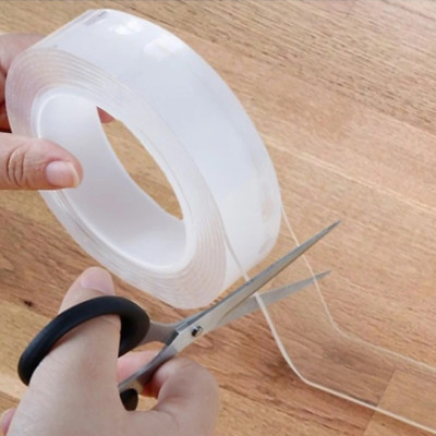 Băng keo trong suốt đa năng dán siêu dính trên mọi bề mặt, keo nano 2 mặt chống thấm tiện lợi dài 3cmx3m
