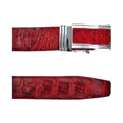 HC4838 - Dây nịt nam da cá sấu Huy Hoàng gai đuôi 4P màu nâu đỏ