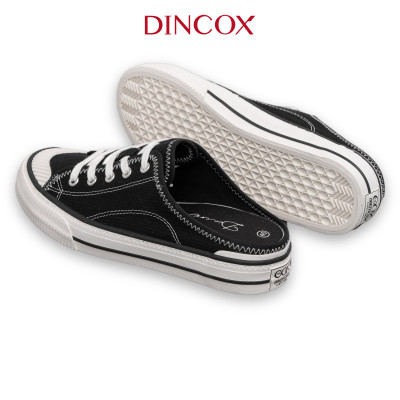 Giày Sục Đạp Gót Mules Vải Sneaker Unisex Tăng Chiều Cao 4cm DINCOX E10 Black