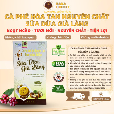 Cà Phê Hòa Tan Nguyên Chất SỮA DỪA GIÀ LÀNG - Hộp