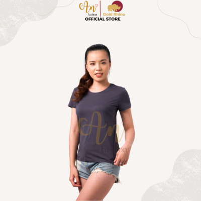 Áo Phông Nữ Cổ Tròn Màu THAN CHÌ 100% Cotton Cao Cấp, Công Nghệ Khử Mùi Ag+, An Toàn Cho Da - Gold Rhino