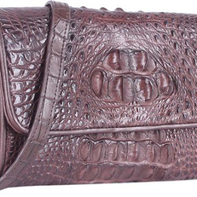 Túi Đeo Nữ Da Cá Sấu Huy Hoàng HT6258 (12 x 21 cm) - Nâu Đất