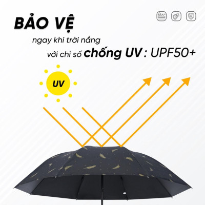 Dù Che Nắng Gấp Mở Tự Động - Ô Che Mưa Cao Cấp 12 Nan Chống Tia UV Bức Xạ Tuyệt Đối