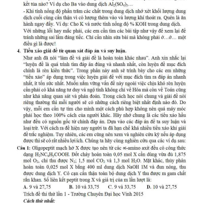 KINH NGHIỆM VÀ TIỂU XẢO GIẢI ĐỀ THI THPT QUỐC GIA HÓA HỌC_KV