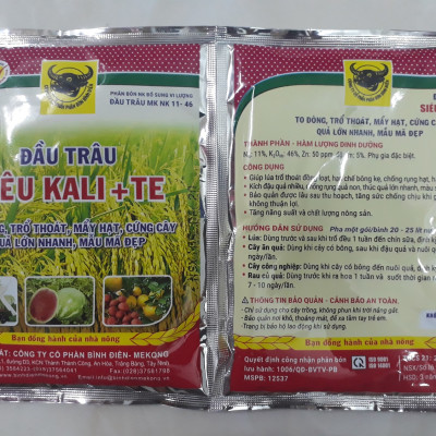 Phân bón đầu trâu SIÊU KALI + TE giúp quả lớn nhanh - đẹp - năng suất cao