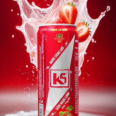 Nước Tăng Lực K5 Sâm Ngọc Linh Lốc 6 Lon Vị Dâu Tây Đỏ (320ml/Lon)