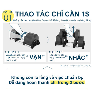 NUOBELL FLEXBELL - QUẢ TẠ TAY 36KG (16 CẤP ĐIỀU CHỈNH TRỌNG LƯỢNG) TẬP GYM TẬP THỂ DỤC TẬP TẠ TẬP LUYỆN CƠ BẮP