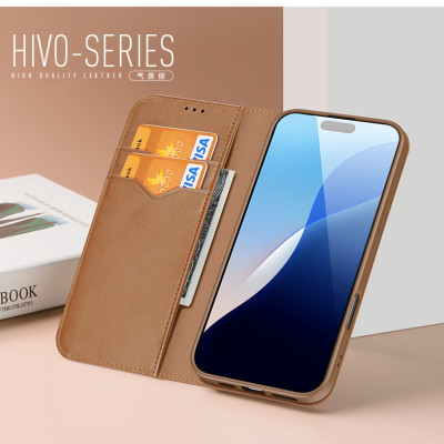 Bao da dành cho iPhone 16 Pro Max , iPhone 16 Pro , iPhone 15 Pro Max , iPhone 15 Pro Dux Ducis Hivo Series dạng ví có ngăn đựng thẻ đựng tiền tiện lợi - hàng chính hãng