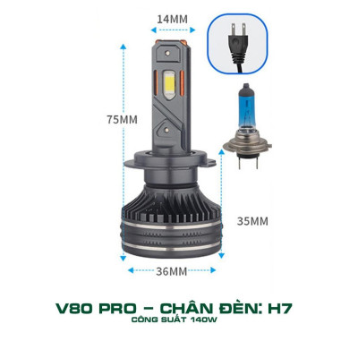 Đèn Pha/ Cos Ô tô VinFast, Đèn Led VF3/ VF5-Pro 6000K Canbus cắm chân đèn nguyên bản dòng cao cấp ống đồng đen siêu bền