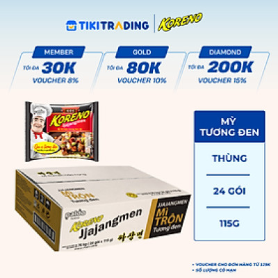 Thùng 24 Gói Mì Trộn Tương Đen Koreno Jjajangmen 115g