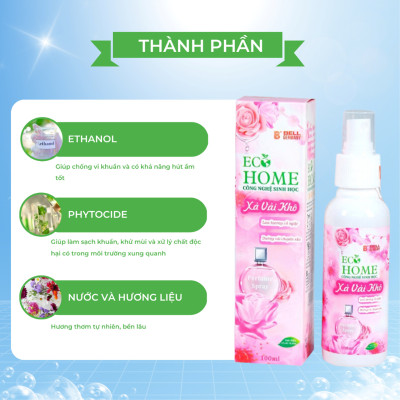 Xả Vải Khô Dạng Xịt Công Nghệ Sinh Học Ecohome 100ml Hương Comfor While Vỏ Hồng Làm Mềm Vải Khử Mùi Hôi, Lưu Hương Lâu